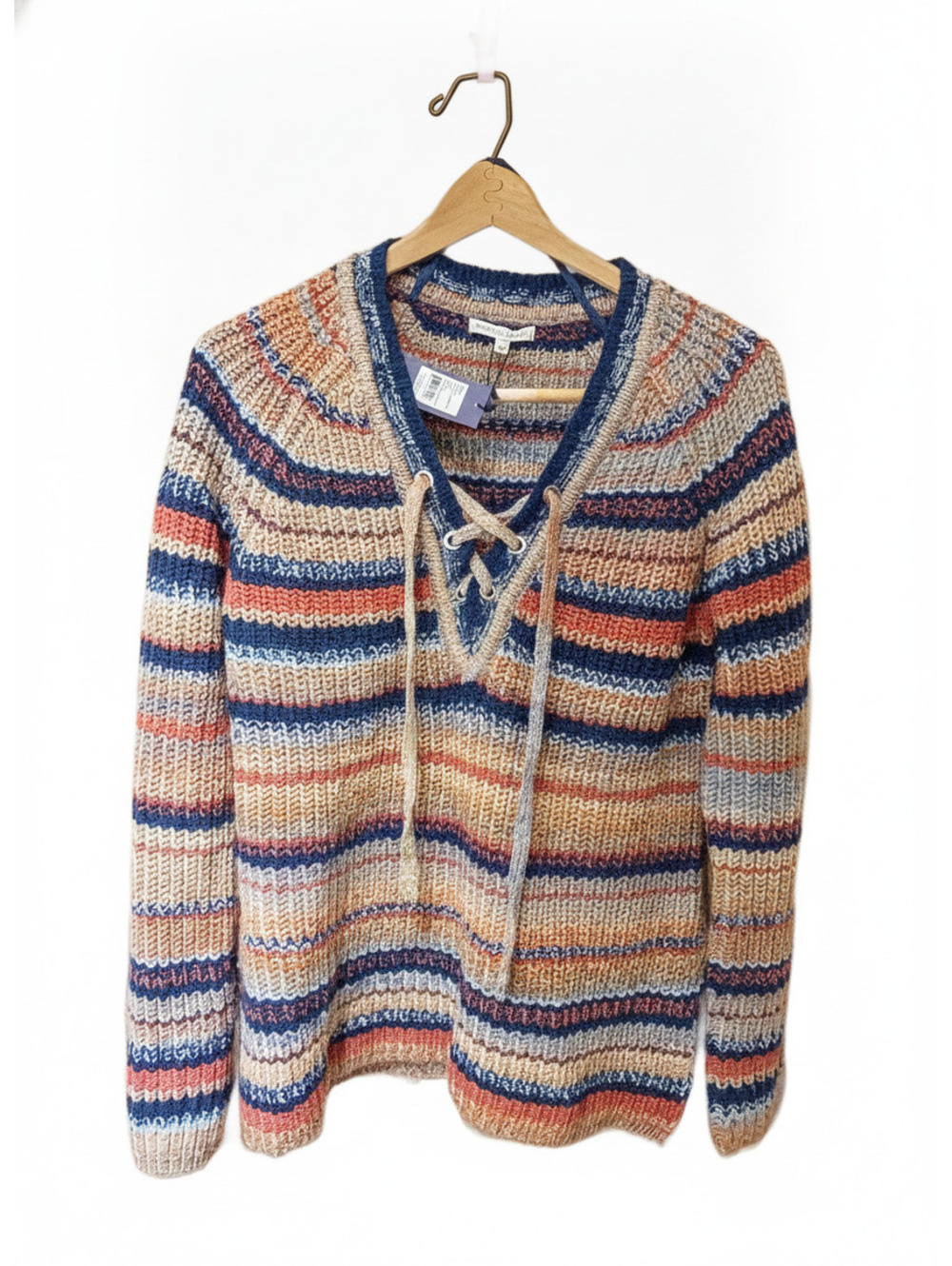 NWT Small Rebecca Minkoff Chrissy sweater striped lace-up